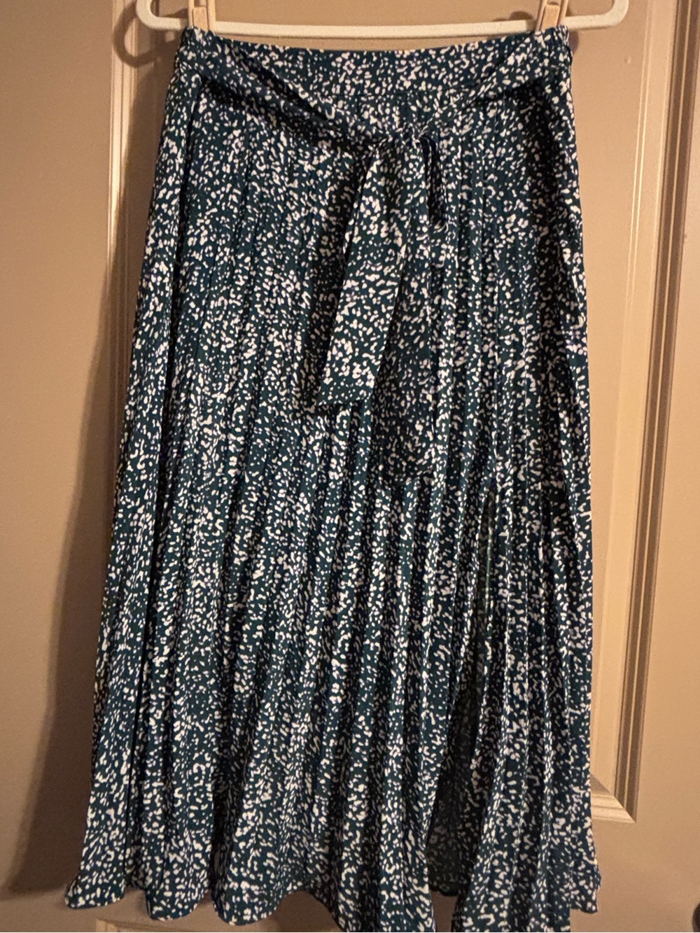 Teal Printed Pleated Midi Skirt (Stitch Fix)